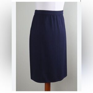 St John Santana Knit Pencil Skirt Pull On Navy Blue Classic Size 8